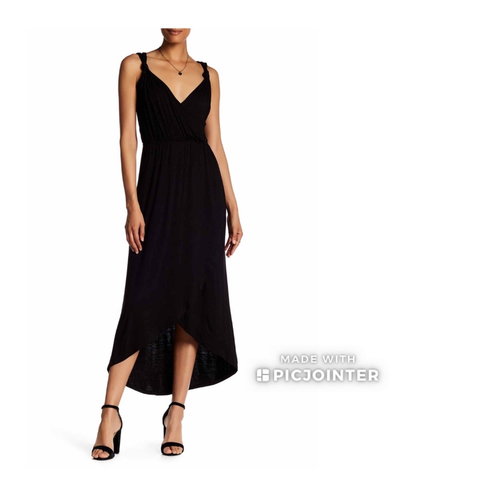 Vanity Room Surplice Knot Midi Dress Black S